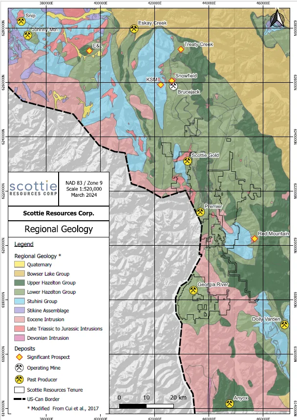 Regional geology map of the Stewart Mining Camp