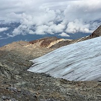 Toe of receding Cambria glacier on Bitter Creek Property