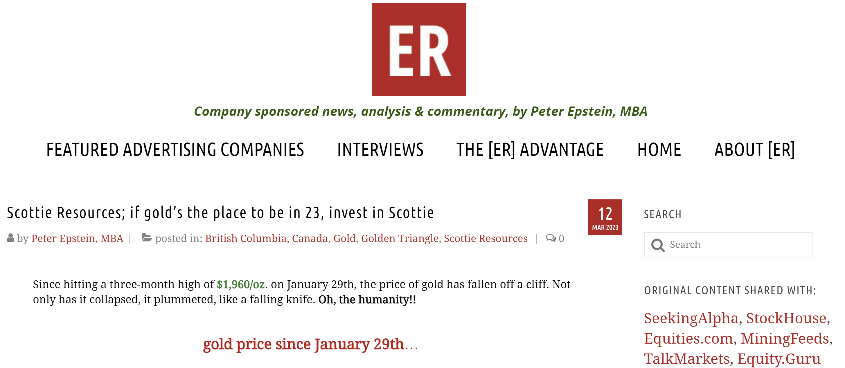 Epstein Research - Scottie Resources; if gold’s the place to be in 23, invest in Scottie