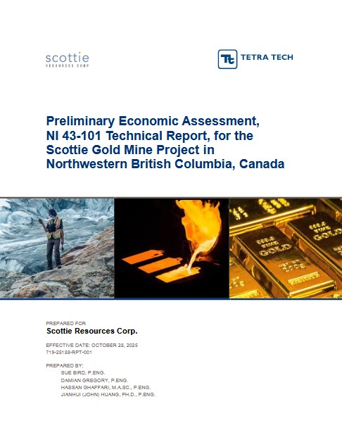Preliminary Economic Assessment of the Scottie Gold Mine Project- Effective October 28, 2025